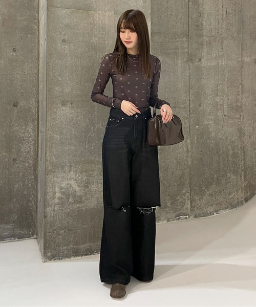 EPIMI E'PIMMY（エピミエピミー）の「モノグラムシアートップス（Tシャツ/カットソー・レディース・ホワイト/ブラック/ピンクベージュ/チャコールグレー・MEDIUM）」の10枚目の写真