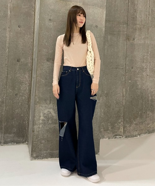 EPIMI E'PIMMY（エピミエピミー）の「モノグラムシアートップス（Tシャツ/カットソー・レディース・ホワイト/ブラック/ピンクベージュ/チャコールグレー・MEDIUM）」の11枚目の写真