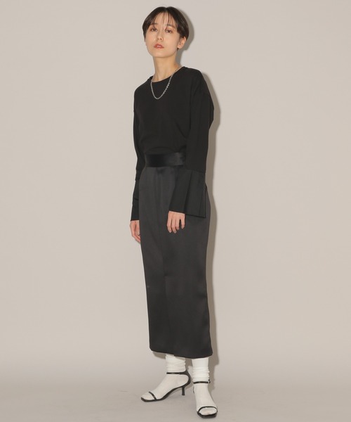 BARNYARDSTORM(バンヤードストーム)の「BARNYARDSTORM / バックZIPタイトスカート(スカート・レディース・ブラック/ベージュ・1/0)」の4枚目の写真