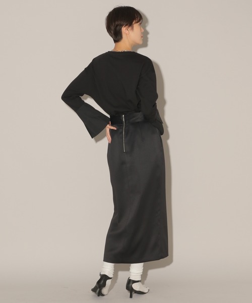 BARNYARDSTORM(バンヤードストーム)の「BARNYARDSTORM / バックZIPタイトスカート(スカート・レディース・ブラック/ベージュ・1/0)」の5枚目の写真