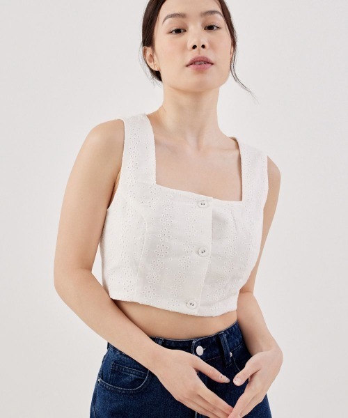 Love,Bonito(ラブボニート)の「タリーニ ブロドゥリ ボタンダウン トップス(その他トップス・レディース・パープル/ホワイト・SMALL/LARGE/MEDIUM)」の1枚目の写真
