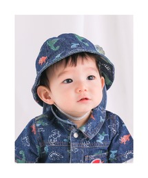 SLAPSLIPBABY/無地恐竜総柄日よけ付ハットベビー(46~48cm)