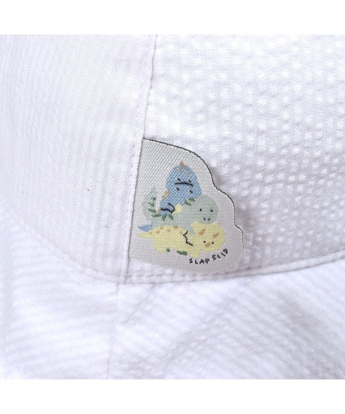 SLAP SLIP BABY（スラップスリップベビー）の「SLAPSLIPBABY/無地恐竜総柄日よけ付ハットベビー(46~48cm)（ハット・キッズ・ブルー系その他/ホワイト系その他・46/48）」の14枚目の写真