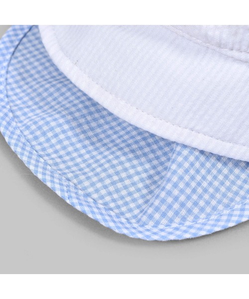SLAP SLIP BABY（スラップスリップベビー）の「SLAPSLIPBABY/無地恐竜総柄日よけ付ハットベビー(46~48cm)（ハット・キッズ・ブルー系その他/ホワイト系その他・46/48）」の16枚目の写真