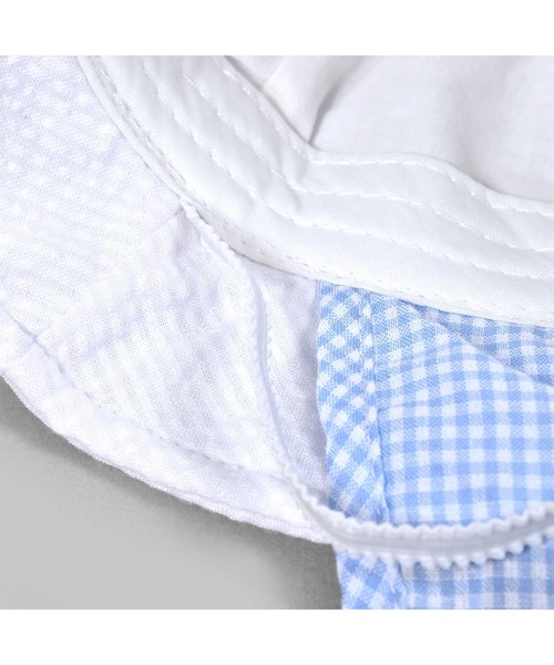 SLAP SLIP BABY（スラップスリップベビー）の「SLAPSLIPBABY/無地恐竜総柄日よけ付ハットベビー(46~48cm)（ハット・キッズ・ブルー系その他/ホワイト系その他・46/48）」の9枚目の写真