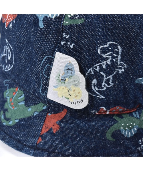 SLAP SLIP BABY（スラップスリップベビー）の「SLAPSLIPBABY/無地恐竜総柄日よけ付ハットベビー(46~48cm)（ハット・キッズ・ブルー系その他/ホワイト系その他・46/48）」の11枚目の写真