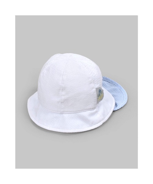 SLAP SLIP BABY（スラップスリップベビー）の「SLAPSLIPBABY/無地恐竜総柄日よけ付ハットベビー(46~48cm)（ハット・キッズ・ブルー系その他/ホワイト系その他・46/48）」の12枚目の写真