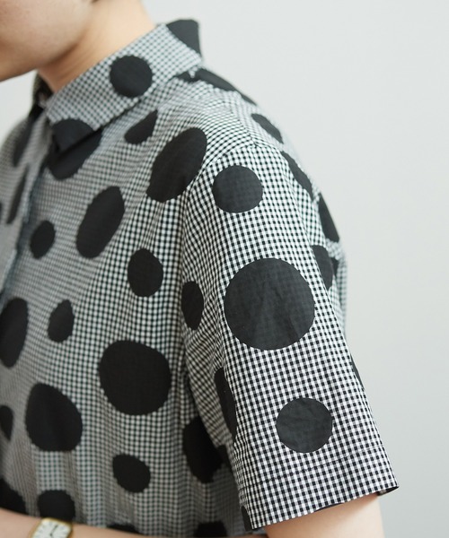 ビュルデサボン　gingham ワンピース bulle de savon（ビュルデサボン）の「gingham×dot プリント