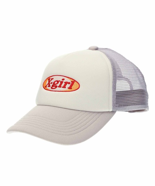 X-girl(エックスガール)の「OVAL LOGO TRUCKER CAP(キャップ・レディース・ブラウン/グレー/ブラック・ONE SIZE)」の2枚目の写真