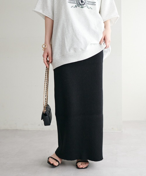 DISCOAT（ディスコート）の「ラメリブナローニットスカート（スカート・レディース・ブラック/ライトベージュ/ブラウン/ライム・FREE）」の10枚目の写真