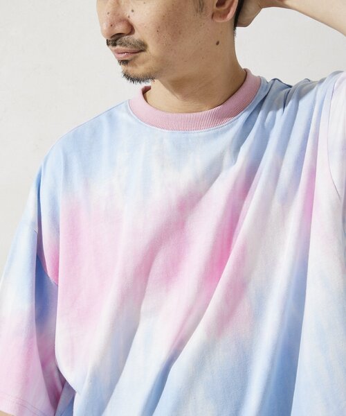 JOURNAL STANDARD relume（ジャーナルスタンダード　レリューム）の「タイダイ CREW NECK Tシャツ（Tシャツ/カットソー・メンズ・ブラック/ピンク/グリーン/ネイビー/レッド/パープル・MEDIUM/LARGE）」の5枚目の写真