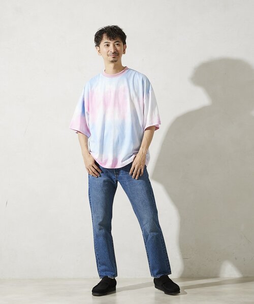 JOURNAL STANDARD relume（ジャーナルスタンダード　レリューム）の「タイダイ CREW NECK Tシャツ（Tシャツ/カットソー・メンズ・ブラック/ピンク/グリーン/ネイビー/レッド/パープル・MEDIUM/LARGE）」の7枚目の写真