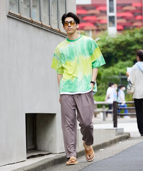 JOURNAL STANDARD relume（ジャーナルスタンダード　レリューム）の「タイダイ CREW NECK Tシャツ（Tシャツ/カットソー・メンズ・ブラック/ピンク/グリーン/ネイビー/レッド/パープル・MEDIUM/LARGE）」の8枚目の写真