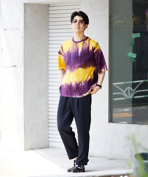 JOURNAL STANDARD relume（ジャーナルスタンダード　レリューム）の「タイダイ CREW NECK Tシャツ（Tシャツ/カットソー・メンズ・ブラック/ピンク/グリーン/ネイビー/レッド/パープル・MEDIUM/LARGE）」の13枚目の写真