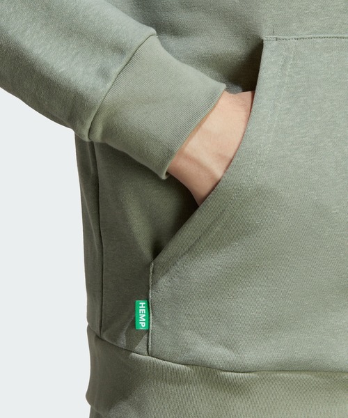 adidas(アディダス)の「エッセンシャルズ+ Made with Hemp パーカー / アディダスオリジナルス adidas Originals(パーカー・メンズ・グリーン/ブラック・3XL/X-LARGE/SMALL/MEDIUM/X-SMALL/XX-LARGE/LARGE)」の8枚目の写真