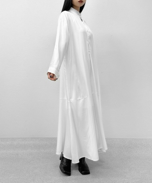 LVEU.（ラブユ.）の「【ZOZOTOWN限定】Stand collar flare shirt one-piece / スタンドカラーフレアシャツワンピース（シャツワンピース・レディース・ホワイト/ブラック・FREE）」の5枚目の写真
