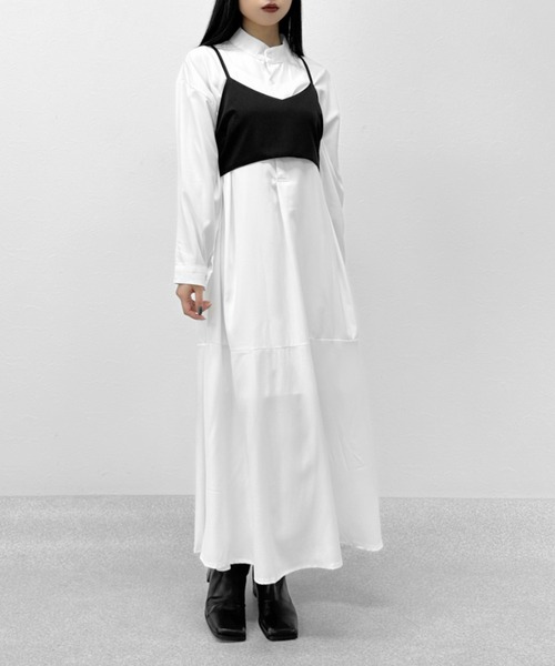 LVEU.（ラブユ.）の「【ZOZOTOWN限定】Stand collar flare shirt one-piece / スタンドカラーフレアシャツワンピース（シャツワンピース・レディース・ホワイト/ブラック・FREE）」の10枚目の写真