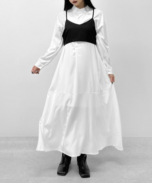 LVEU.（ラブユ.）の「【ZOZOTOWN限定】Stand collar flare shirt one-piece / スタンドカラーフレアシャツワンピース（シャツワンピース・レディース・ホワイト/ブラック・FREE）」の11枚目の写真