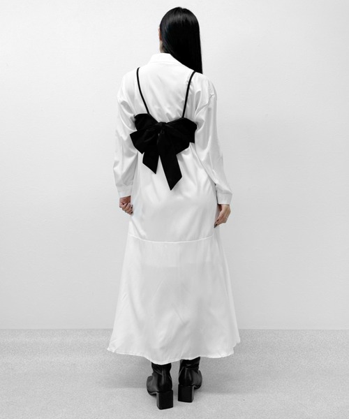 LVEU.（ラブユ.）の「【ZOZOTOWN限定】Stand collar flare shirt one-piece / スタンドカラーフレアシャツワンピース（シャツワンピース・レディース・ホワイト/ブラック・FREE）」の12枚目の写真