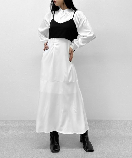 LVEU.（ラブユ.）の「【ZOZOTOWN限定】Stand collar flare shirt one-piece / スタンドカラーフレアシャツワンピース（シャツワンピース・レディース・ホワイト/ブラック・FREE）」の13枚目の写真