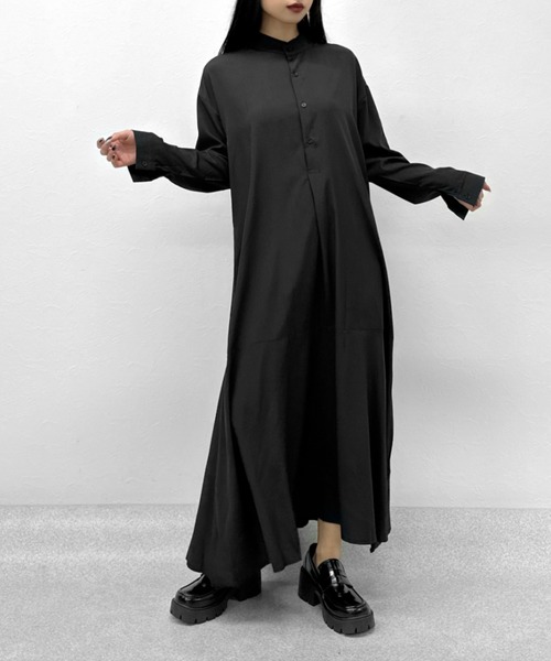 LVEU.（ラブユ.）の「【ZOZOTOWN限定】Stand collar flare shirt one-piece / スタンドカラーフレアシャツワンピース（シャツワンピース・レディース・ホワイト/ブラック・FREE）」の3枚目の写真
