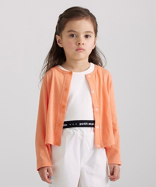 petit main（プティマイン）の「【UVカット】シアーカーデタンクセット（アンサンブル・キッズ・オフホワイト/オレンジ・110cm/80ｃｍ/120cm/90cm/100cm）」の2枚目の写真