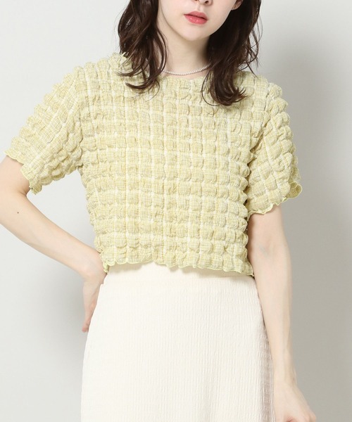 ALAND(エーランド)の「3.3 Field Trip/エンボスチェックTOP 2904754(Tシャツ/カットソー・レディース・イエロー/ブラック・FREE)」の1枚目の写真