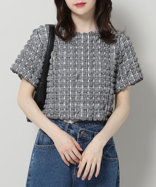 ALAND(エーランド)の「3.3 Field Trip/エンボスチェックTOP 2904754(Tシャツ/カットソー・レディース・イエロー/ブラック・FREE)」の2枚目の写真