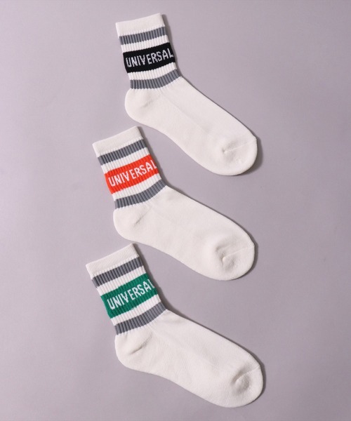 UNIVERSAL OVERALL（ユニバーサルオーバーオール）の「(LG)【UNIVERSAL OVERALL】【3足セット】トップ ライン ロゴ クォーター ソックス（ソックス/靴下・メンズ・ブラック/ホワイト・25-27CM/23-25cm）」の9枚目の写真