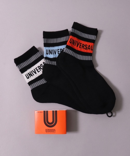 UNIVERSAL OVERALL（ユニバーサルオーバーオール）の「(LG)【UNIVERSAL OVERALL】【3足セット】トップ ライン ロゴ クォーター ソックス（ソックス/靴下・メンズ・ブラック/ホワイト・25-27CM/23-25cm）」の6枚目の写真