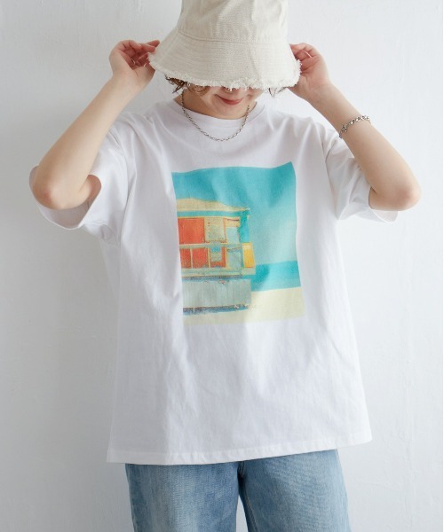 notch.（ノッチ）の「オーバーサイズフォトTシャツ（Tシャツ/カットソー・レディース・ピンク/ブラック/グリーン/ターコイズブルー・M）」の4枚目の写真