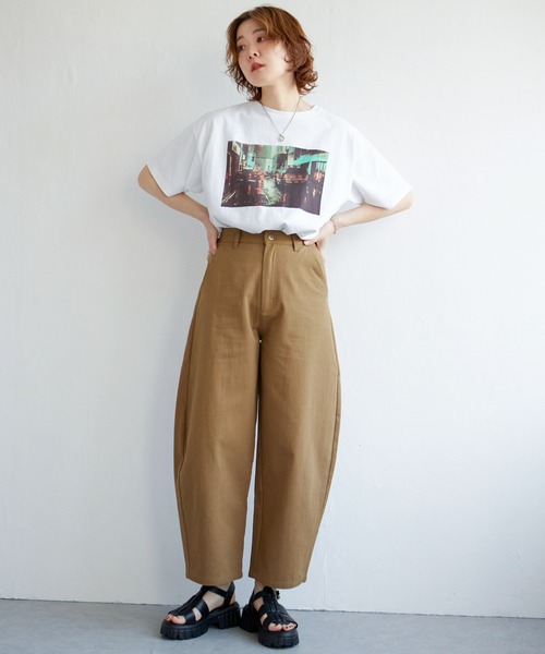 notch.（ノッチ）の「オーバーサイズフォトTシャツ（Tシャツ/カットソー・レディース・ピンク/ブラック/グリーン/ターコイズブルー・M）」の6枚目の写真