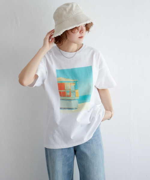 notch.（ノッチ）の「オーバーサイズフォトTシャツ（Tシャツ/カットソー・レディース・ピンク/ブラック/グリーン/ターコイズブルー・M）」の19枚目の写真