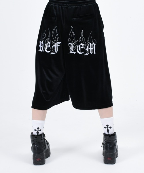 【K78S】 REFLEM レフレム ベロア刺繍トラックジャケット ハーフパンツ K78S】 REFLEM レフレム ベロア刺繍トラックジャケット ハーフパンツ