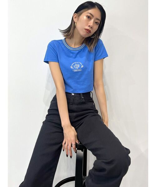 WONDER VISITOR（ワンダービジター）の「【WONDER VISITOR×EMODA】エンブレムTシャツ（Tシャツ/カットソー・レディース・ピンク/ホワイト/ブルー・FREE）」の8枚目の写真