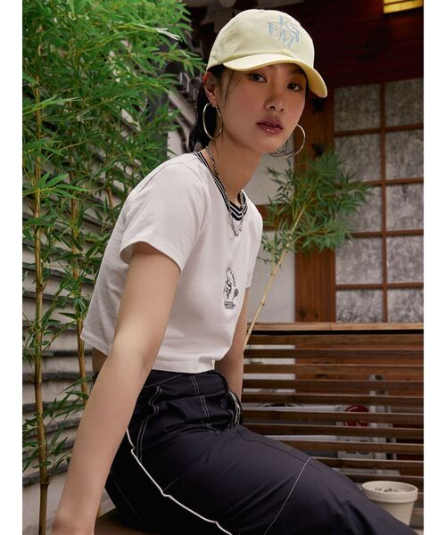 WONDER VISITOR（ワンダービジター）の「【WONDER VISITOR×EMODA】エンブレムTシャツ（Tシャツ/カットソー・レディース・ピンク/ホワイト/ブルー・FREE）」の22枚目の写真