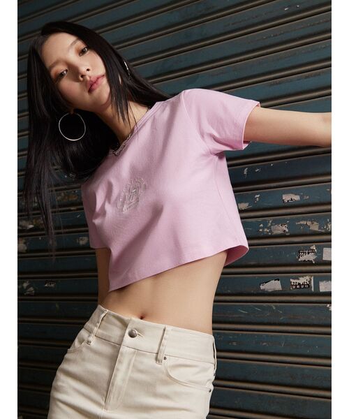 WONDER VISITOR（ワンダービジター）の「【WONDER VISITOR×EMODA】エンブレムTシャツ（Tシャツ/カットソー・レディース・ピンク/ホワイト/ブルー・FREE）」の12枚目の写真