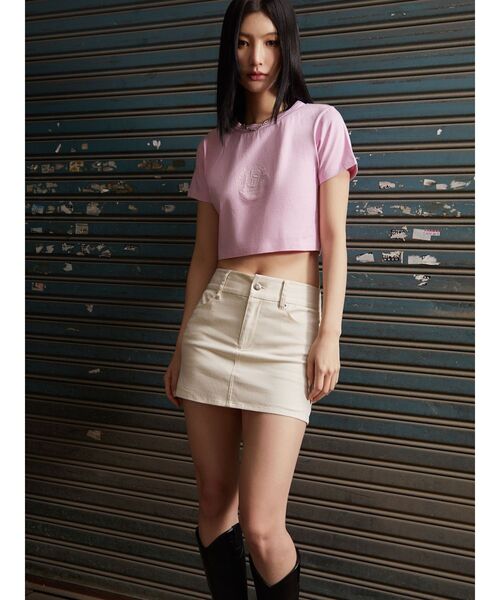 WONDER VISITOR（ワンダービジター）の「【WONDER VISITOR×EMODA】エンブレムTシャツ（Tシャツ/カットソー・レディース・ピンク/ホワイト/ブルー・FREE）」の6枚目の写真