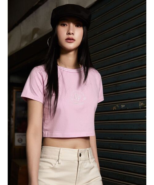 WONDER VISITOR（ワンダービジター）の「【WONDER VISITOR×EMODA】エンブレムTシャツ（Tシャツ/カットソー・レディース・ピンク/ホワイト/ブルー・FREE）」の20枚目の写真