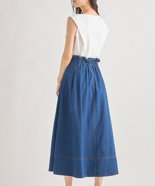 tocco closet（トッコ　クローゼット）の「【ZOZO限定カラーあり】フロントファスナーステッチ入りコットンタックフレアスカート（スカート・レディース・ブラック/インディゴブルー/オフホワイト・M）」の16枚目の写真