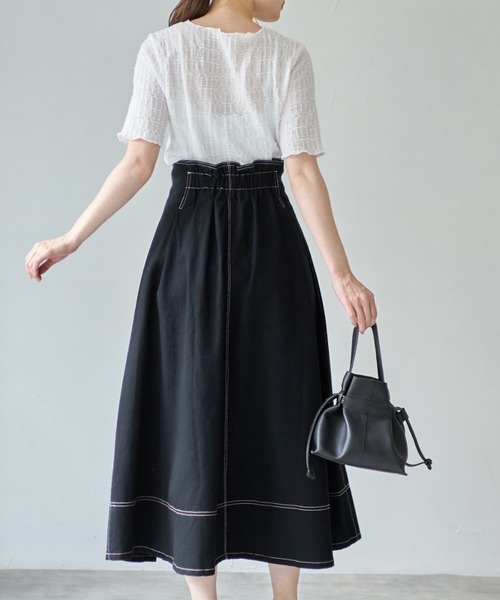 tocco closet（トッコ　クローゼット）の「【ZOZO限定カラーあり】フロントファスナーステッチ入りコットンタックフレアスカート（スカート・レディース・ブラック/インディゴブルー/オフホワイト・M）」の10枚目の写真