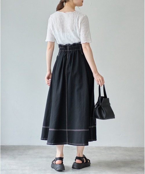 tocco closet（トッコ　クローゼット）の「【ZOZO限定カラーあり】フロントファスナーステッチ入りコットンタックフレアスカート（スカート・レディース・ブラック/インディゴブルー/オフホワイト・M）」の9枚目の写真