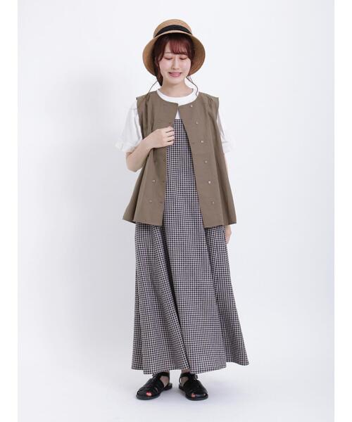 Samansa Mos2(サマンサ モスモス)の「シェフ釦ベスト(ベスト・レディース・モカ/キナリ/チャコールグレー・F)」の12枚目の写真