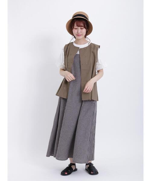 Samansa Mos2(サマンサ モスモス)の「シェフ釦ベスト(ベスト・レディース・モカ/キナリ/チャコールグレー・F)」の13枚目の写真