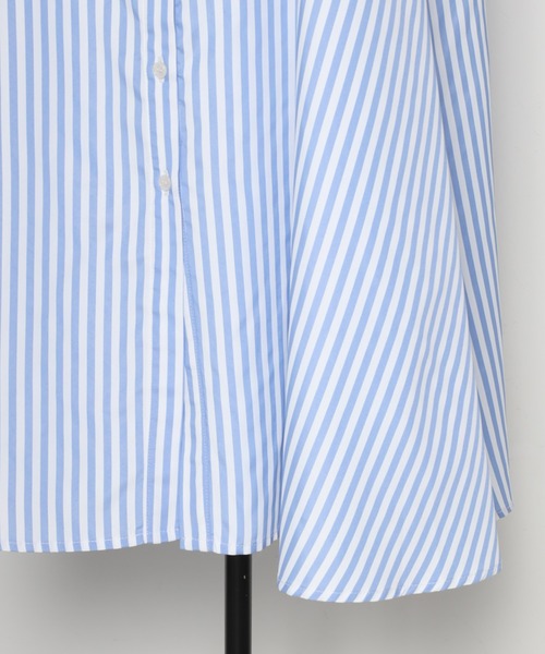 バルーンスリーブストライプシャツワンピース