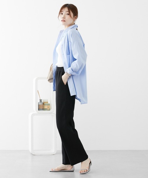 nissen（ニッセン）の「セルフカット　リブセミワイドパンツ（その他パンツ・レディース・チャコールグレー/テラコッタ/ブラック/ライトグリーン/ライトベージュ/モカ・LL/S/M/L）」の9枚目の写真