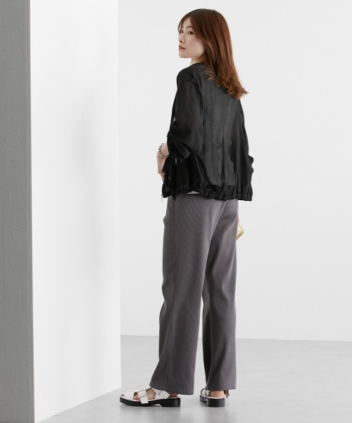 nissen（ニッセン）の「セルフカット　リブセミワイドパンツ（その他パンツ・レディース・チャコールグレー/テラコッタ/ブラック/ライトグリーン/ライトベージュ/モカ・LL/S/M/L）」の12枚目の写真