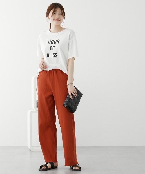 nissen（ニッセン）の「セルフカット　リブセミワイドパンツ（その他パンツ・レディース・チャコールグレー/テラコッタ/ブラック/ライトグリーン/ライトベージュ/モカ・LL/S/M/L）」の14枚目の写真