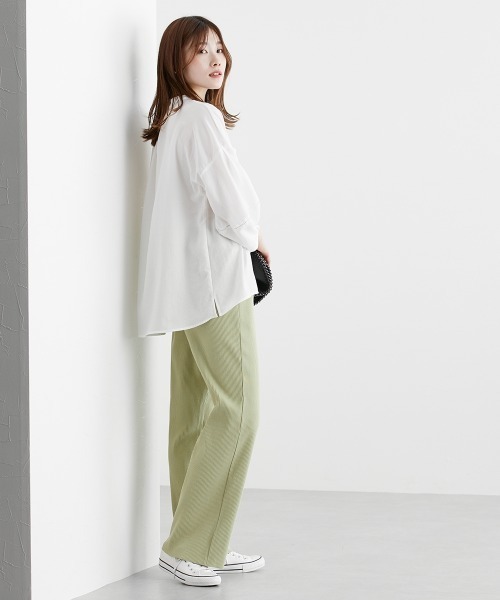 nissen（ニッセン）の「セルフカット　リブセミワイドパンツ（その他パンツ・レディース・チャコールグレー/テラコッタ/ブラック/ライトグリーン/ライトベージュ/モカ・LL/S/M/L）」の19枚目の写真