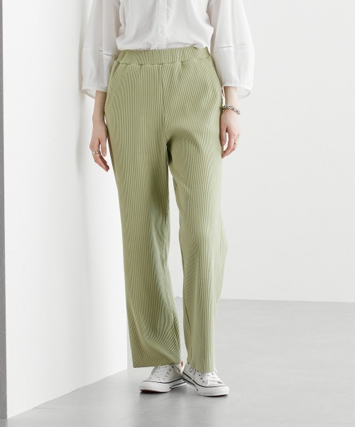 nissen（ニッセン）の「セルフカット　リブセミワイドパンツ（その他パンツ・レディース・チャコールグレー/テラコッタ/ブラック/ライトグリーン/ライトベージュ/モカ・LL/S/M/L）」の20枚目の写真